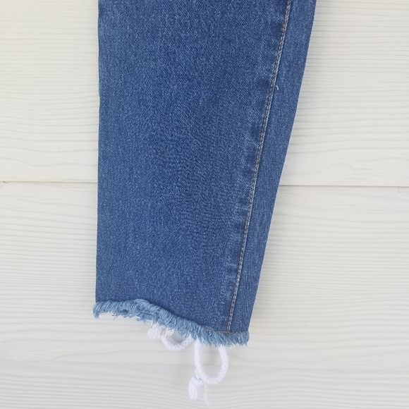 Prettylittlethings Denim Jeans, Raw Edge Ankle, Lace Up Calf, High Rise, Sz 4 - Picture 14 of 16